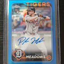 Topps 2024 Chrome Parker Meadows Blue Refractor Auto /150 Detroit Tigers