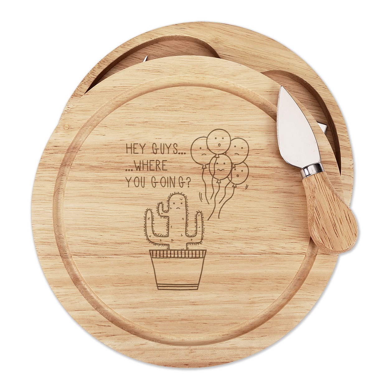 Cactus Hey Guys Where Are You Going Cheese Board Knife Set