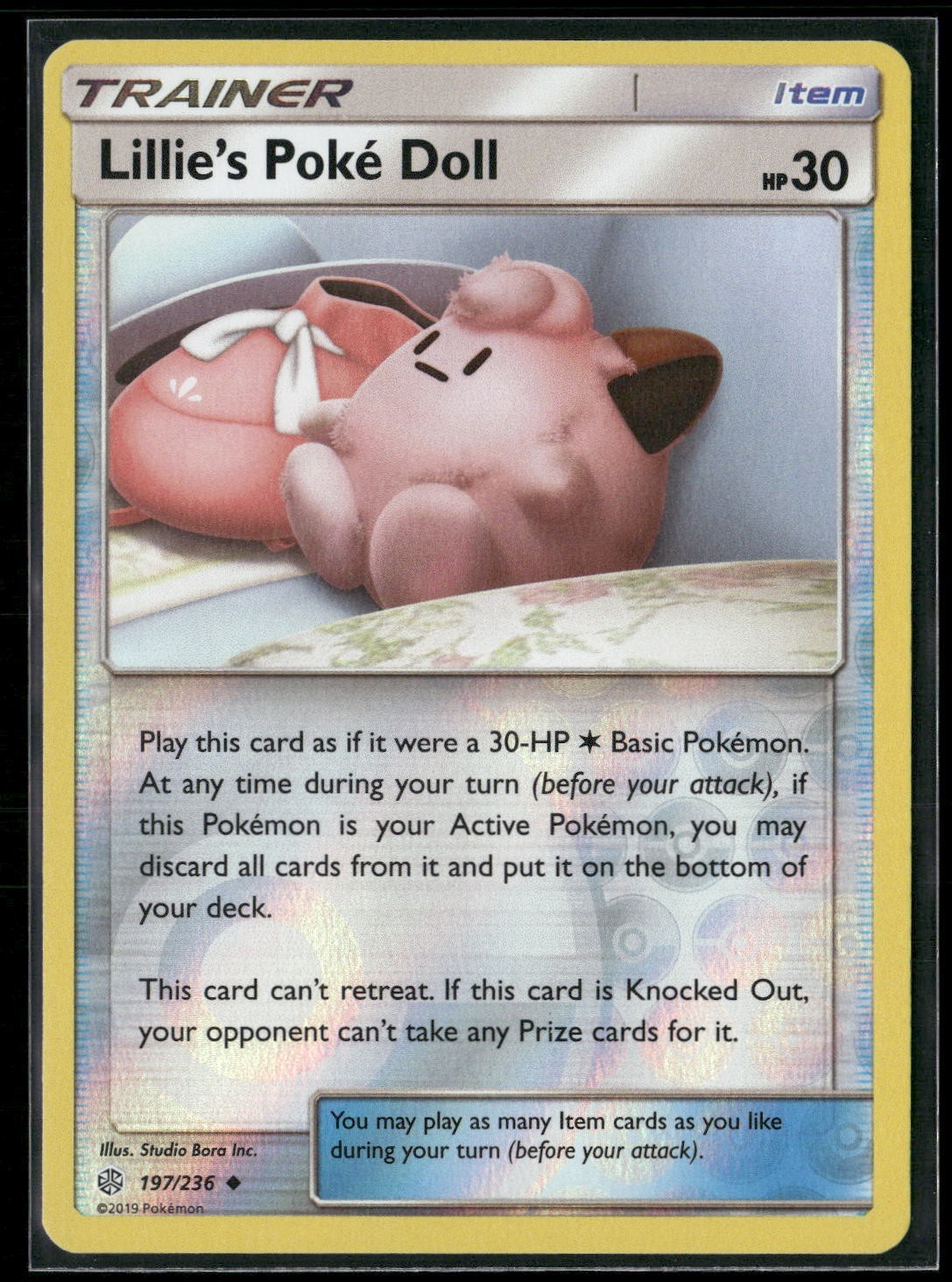 Pokemon - Lillie's Poke Doll 197/236 REVERSE HOLO Cosmic Eclipse NM