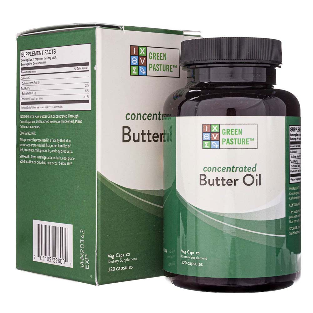 Huile de beurre concentrée de prestige Green Pasture X-Factor, l'excellence en 120 capsules
