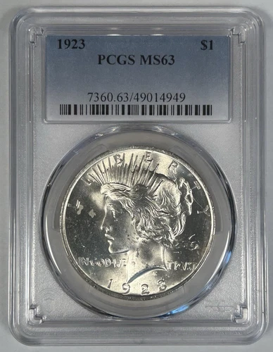 1923 Peace Silver $1 Dollar Coin PCGS MS 63