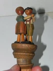 Arni Vintage Hand Carved Mechanical Bottle Stopper Push-Puppet Dancing Couple