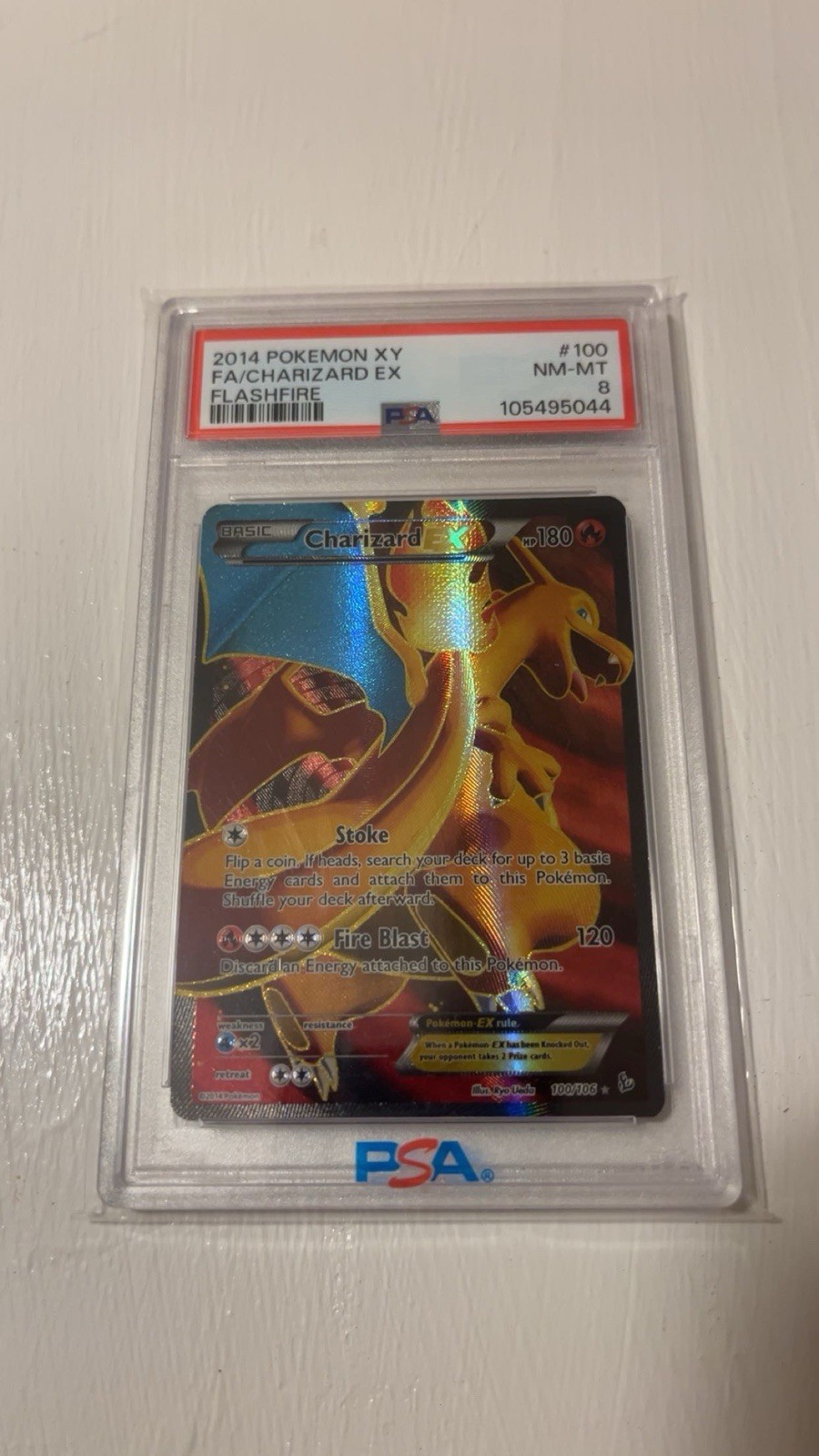 PSA 8 MINT Charizard EX Full Art 100 Flashfire Pokemon - Original Owner Card view 2