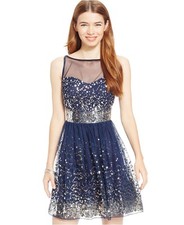 Juniors sequined dark blue dress Crystal Doll size 11