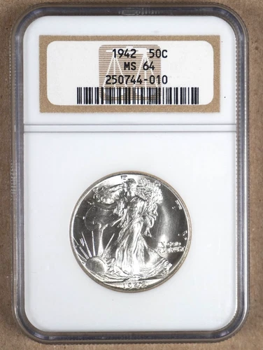 1942 WALKING LIBERTY HALF DOLLAR NGC MS64 744010