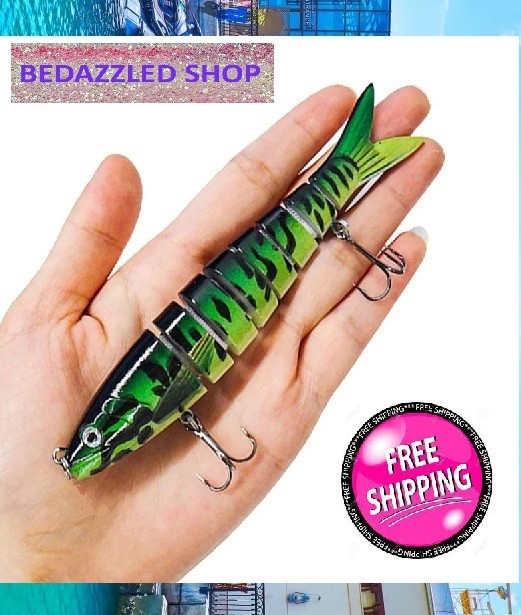 Fishing Lures 8-Segments Fish Bass Minnow Swimbait Tackle Hook Bait Pack of 5 - Image 7