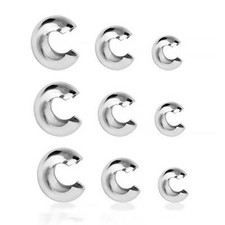 4mm Stainless Steel Crimp Bead Covers - Half Round Knot Covers - 20 Pieces