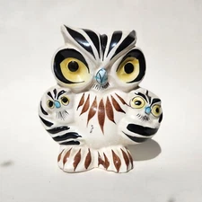 Tonala Mama Owl Flanked By Two Baby Owls 4.5"