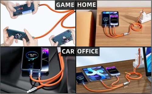 3 in 1 Heavy Duty Braided Long USB Fast Charger Cable Lead For iPhone Samsung - Picture 5 of 20