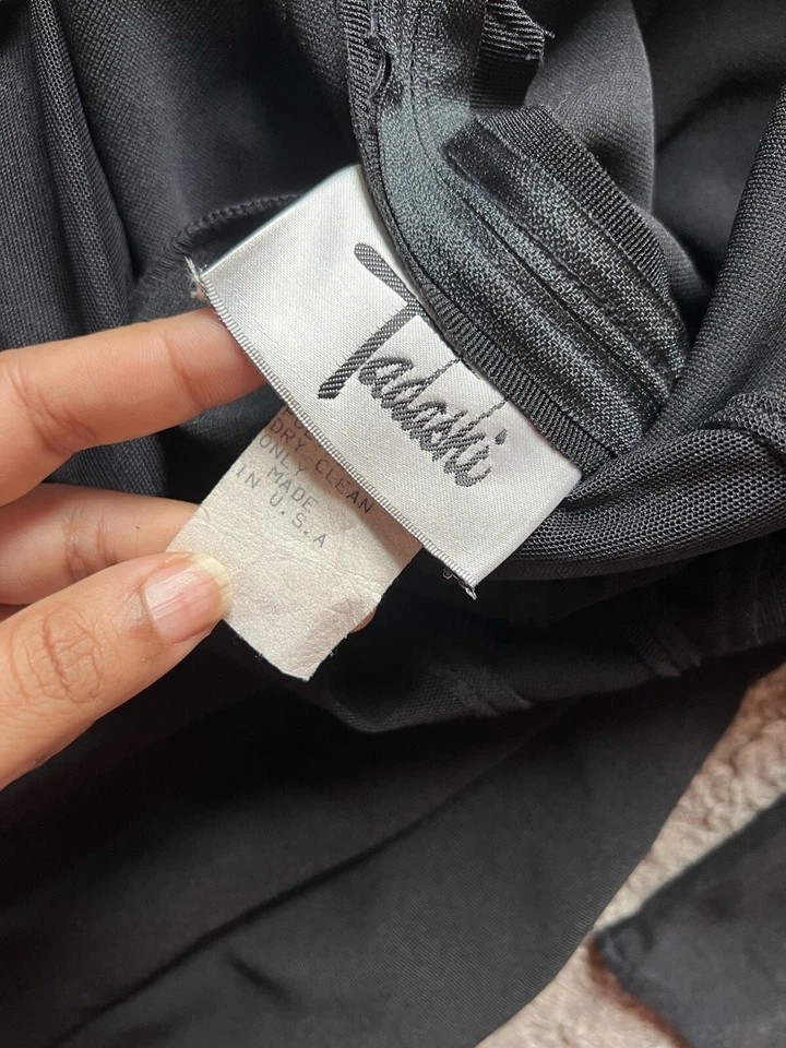 Vestido ajustado Tadashi vintage grande negro malla elástica ojo de cerradura gótico años 90 Y2K Foto 4 de 4