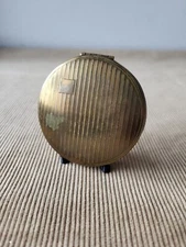 Vintage Brass Compact Powder Case | Elegant Dual-Side Textured Design | USSR Era