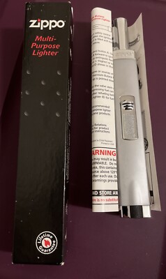 Zippo Multi Purpose Lighter Long Grill Nalco Chrome w/ Box & Manual -no fluid-