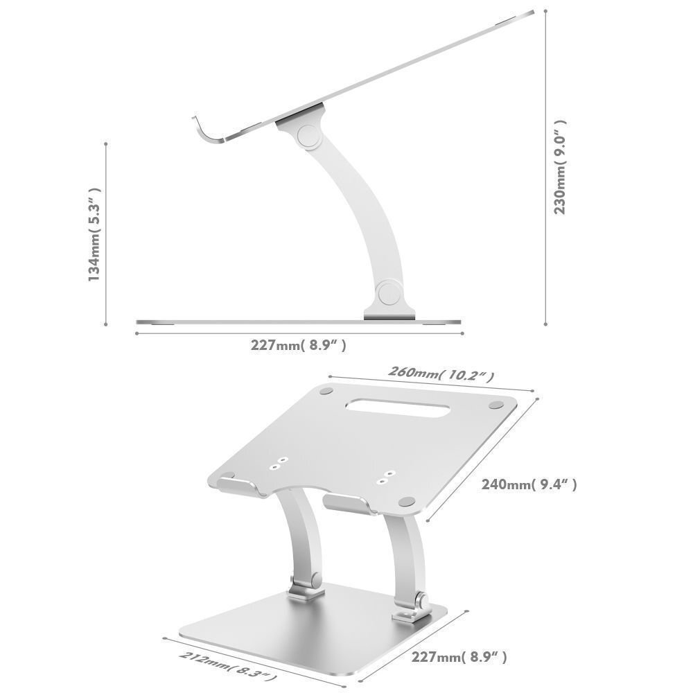 Adjustable Aluminum Laptop Stand Foldable Ergonomic Desk Riser for Computers