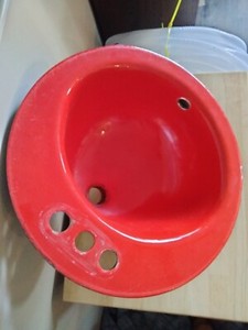 VINTAGE KOHLER RED CAST IRON BATHROOM SINK 18” Round