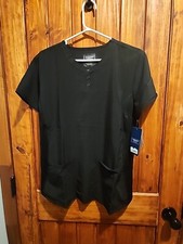 Cherokee Scrubs Buttoned Contemporary Top CK749A BLK Large