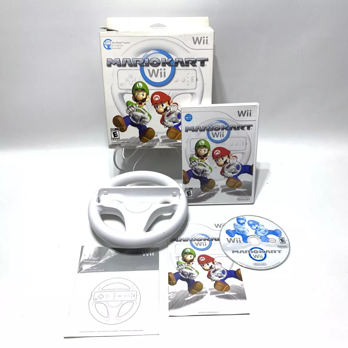 Nintendo Wii Mario Kart w/ Wheel & Video Game COMPLETE Original Box &  Manual EUC