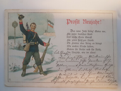 AK ''Prosit Neujahr!'' 1.WK Soldat Verlag Wilhelm Steinberg Breslau