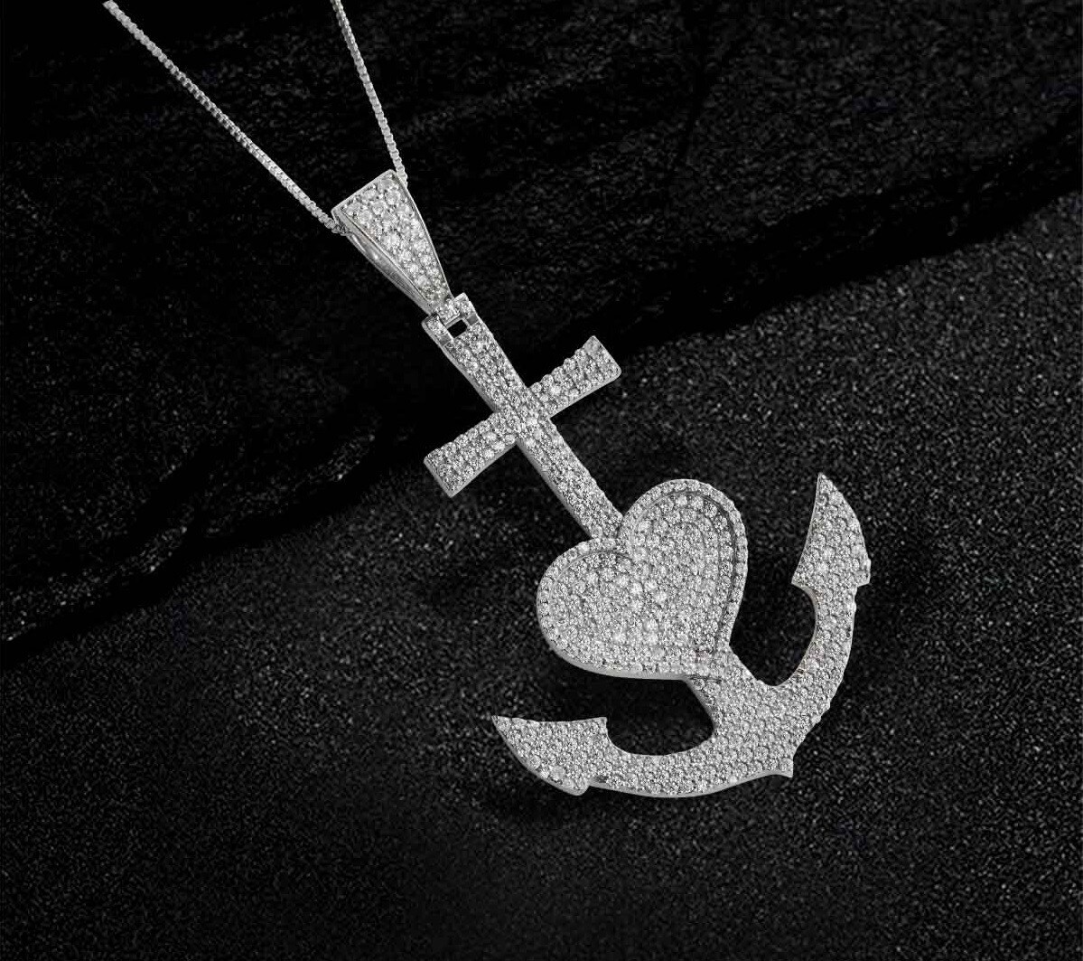 Cross Anchor Heart Design Hip Hop Pendant With 2.85 CT