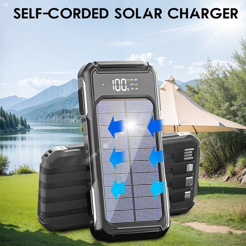 USB C 30000mah Wireless Power Bank Backup Battery, Solar Charger with 4 Cables - Picture 31 of 43