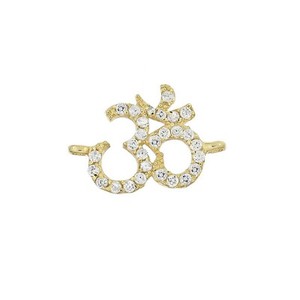 Authentic Gold Plated Sterling Silver CZ Hinduism symbol OM Link Connector Pendant #97933