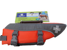 Top Paw Dog Life Jacket Small 15-30 LBS 16-20 in Girth Top Handle Orange Gray