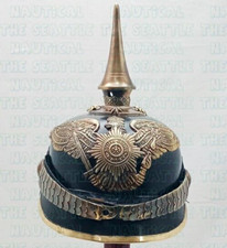 Imperial Militaria German Leather Pickelhaube Helmet with Brass Antique Fittings