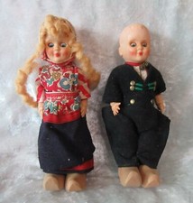 VINTAGE CELLULOID PAIR OF DUTCH DOLLS with WOODEN SHOES