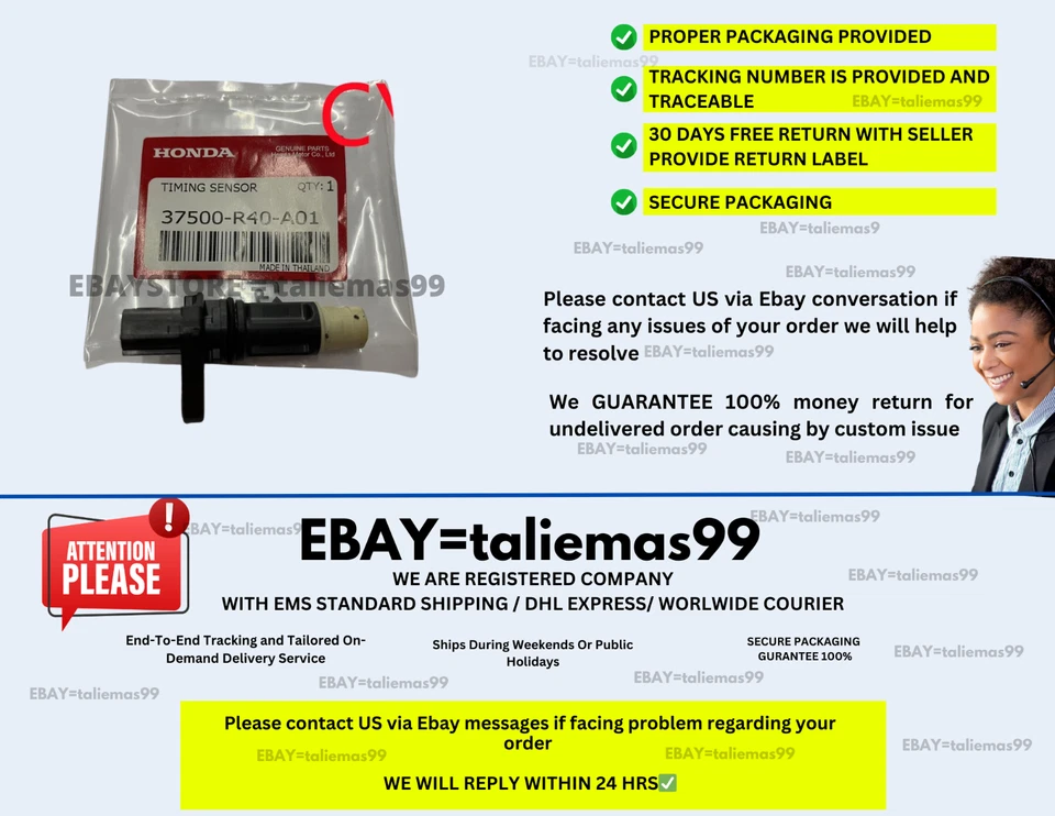 Sensor de posición del cigüeñal original Honda Acura 37500-R40-A01 Odyssey Accord RDX Foto 4 de 4