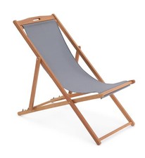 Folding Wooden Garden Deck Chair - Charcoal | Comfortable Outdoor Patio