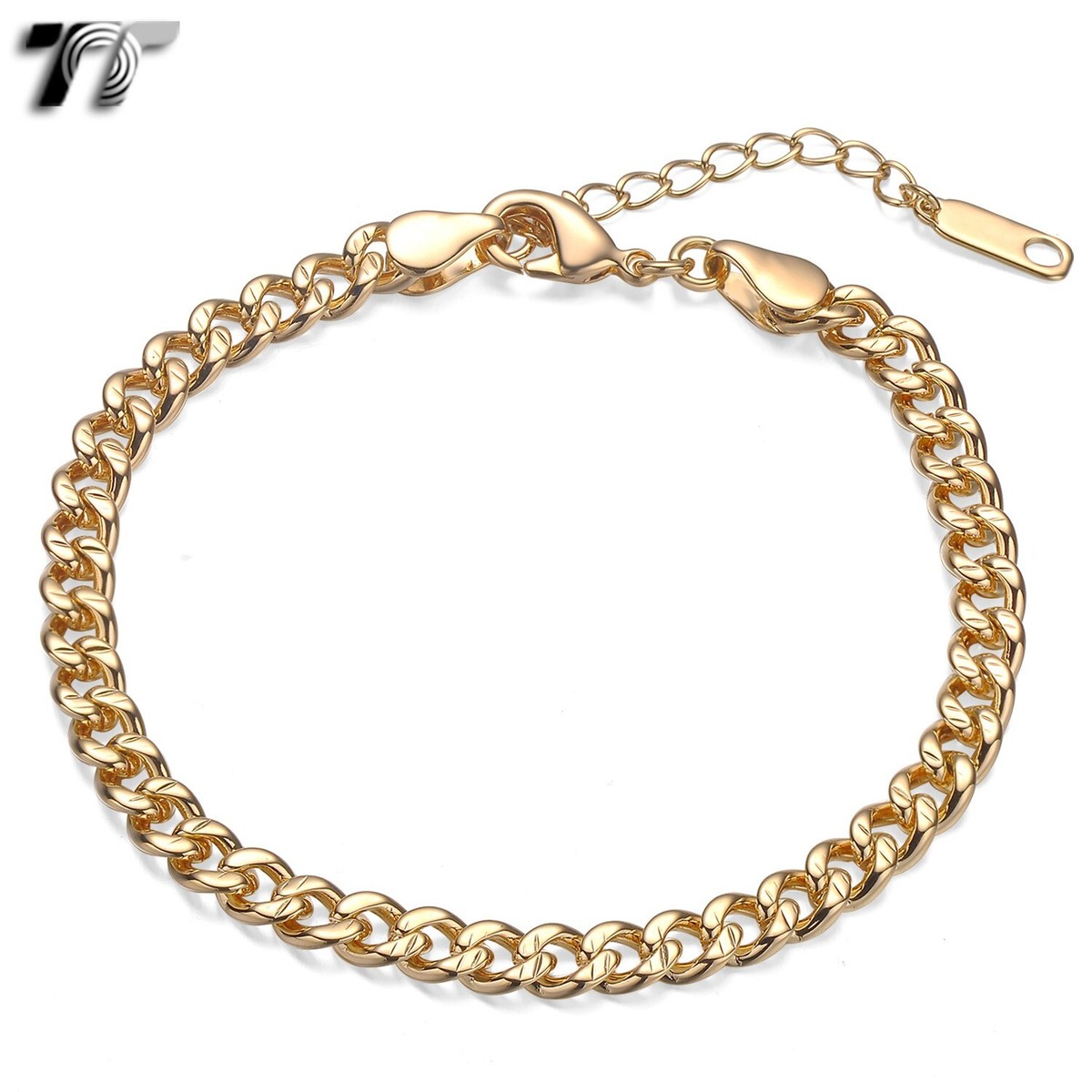 TT 5mm Width 18K Gold Filled Curb Chain Bracelet (BBR204) UK