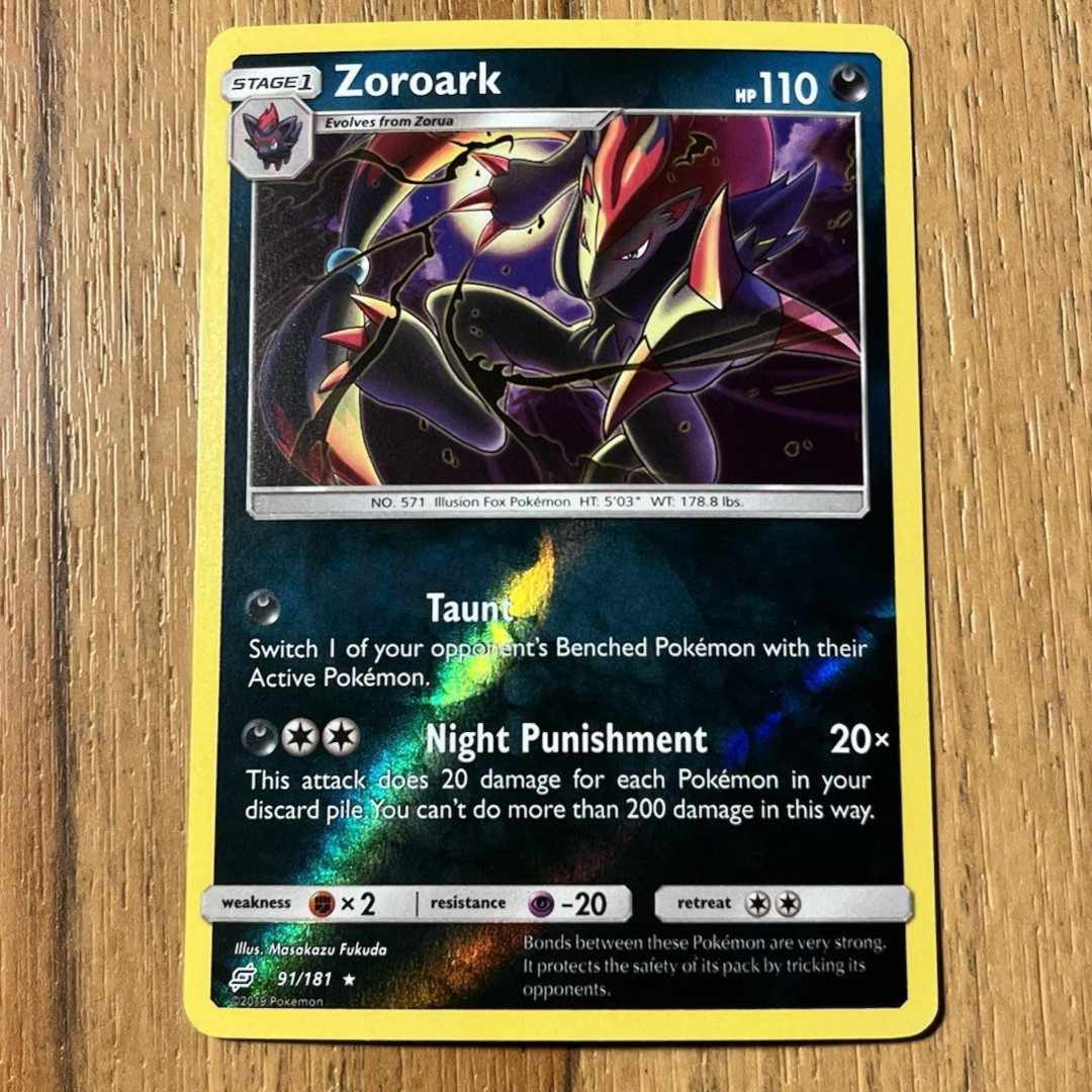Zoroark 91/181 Sun & Moon Team Up Reverse Holo Pokemon Card NM