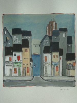 Original Nautical Mile Coast  8x8 Painting Water color paper 10x12in -fran hahn
