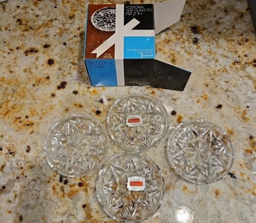 Vintage FOSTORIA COASTER Set 4 in Box LEAD CRYSTAL🤩 - Picture 1 of 6