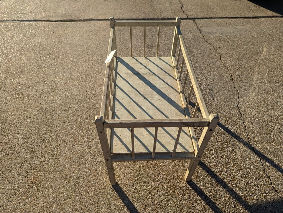 Vintage Wooden Baby Doll Crib Wood Doll Furniture 27" Long eBay