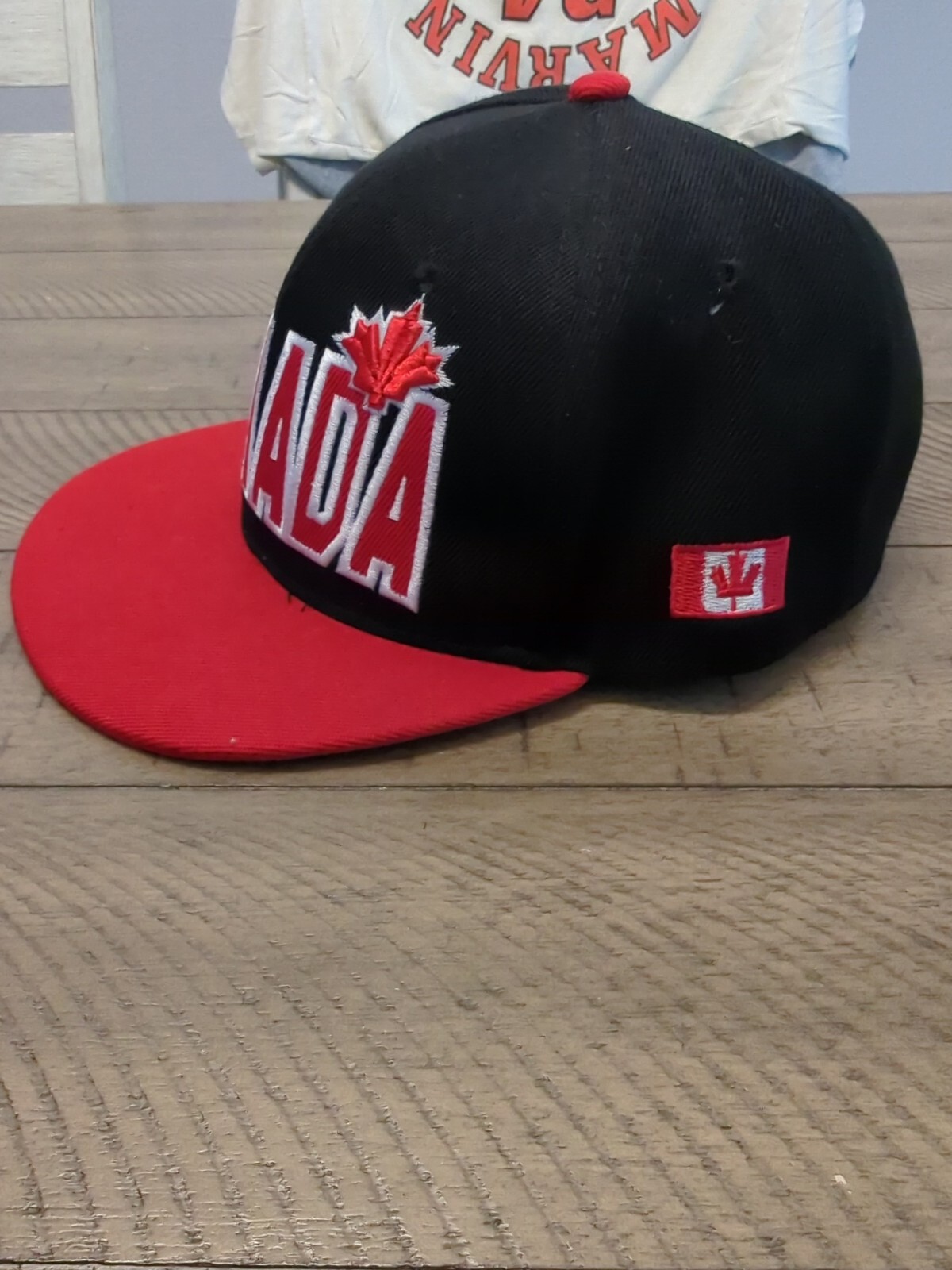 Canada Maple Leaf Adjustable Flat Bill Hat Black … - image 2