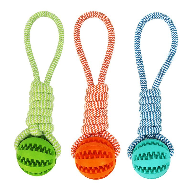 Dog Toys Treat Balls Interactive Hemp Rope Rubber Leaking Balls