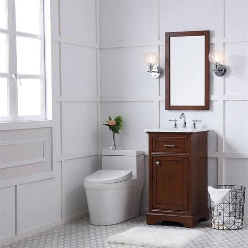 Elegant Decor Americana 19" Single Marble Top Bathroom Vanity in Teak - Picture 17 of 18