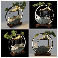 NEW Tabletop Water Fountain Indoor Waterfall W/ LED Light Mist Desk Fountain US