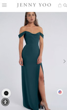 Jenny Yoo Jacqueline Sz 4Bridesmaid Dress Caspian Sea Slit Strapless