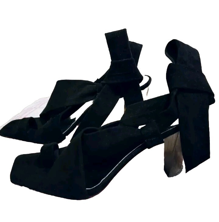 SEXY KENNETH COLE BLACK SUEDE STRAPPY ANKLE WRAP TIE SANDALS  display picture 3