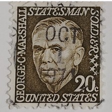1967 20¢ George C. Marshall Stamp – Prominent Americans Series – Scott #1289