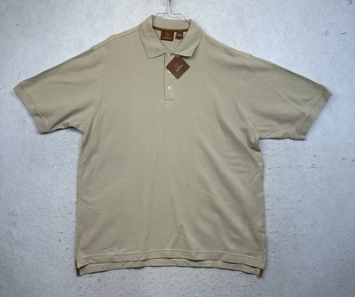 Harriton Golf Polo Shirt Men s Size XL Beige 3 Button Cotton