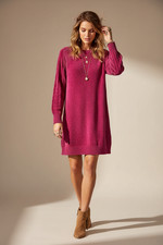 LuLaRoe Lauren Sweater Dress • Solid Wild Aster Pink • Chenille