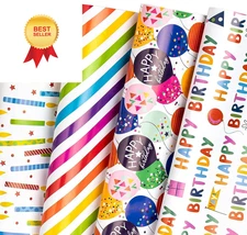 WRAPAHOLIC Birthday Wrapping Paper Sheet - 12 1 Count (Pack of 12), 