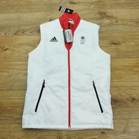 Adidas Team GB Sochi 2014 Puffer Vest Gilet Mens 42 44 L Large White Primaloft