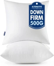 MIULEE Throw Pillows Inserts, Pack of 2 18X18 Inch 100% Virgin Fiber Filling Bed