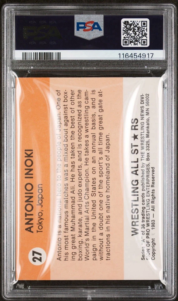 ANTONIO INOKI 1983 WRESTLING ALL STARS SERIES A ROOKIE CARD #27 RC WWF WWE PSA 6 - Image 2 of 3