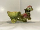 Vintage HULL GO USA Green Parrot Pulling Flower Cart Planter. Excellent
