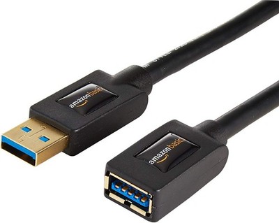 Amazon Basics USB 3.0 Extension Cable 6 ft 2-Pack 4.8Gbps Black