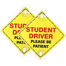 Frienda 2 Pieces Student Driver Signs for Car 5 x 5 Inch 5 x 5 inches, Yellow